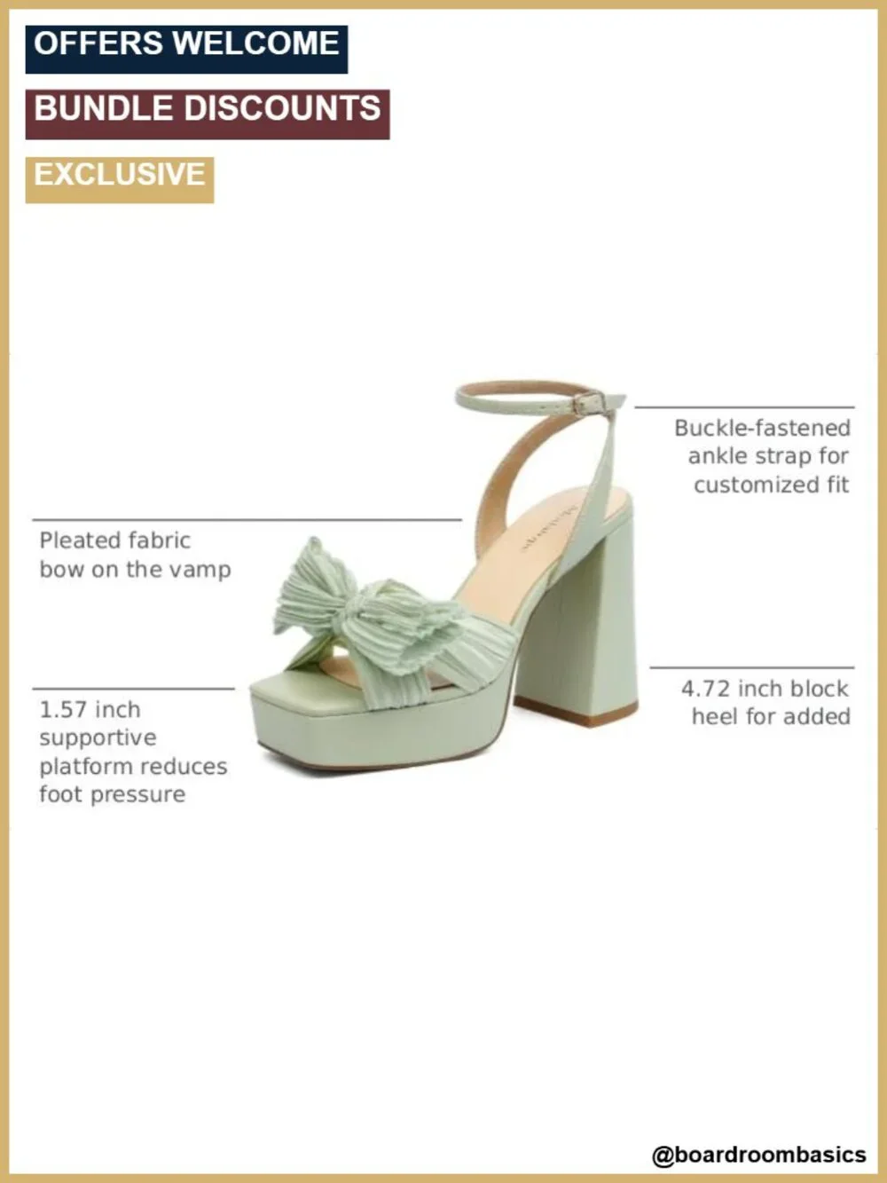 Bow Tie Platform Heels for Women Chunky Block Heel Square Open Toe Sandals